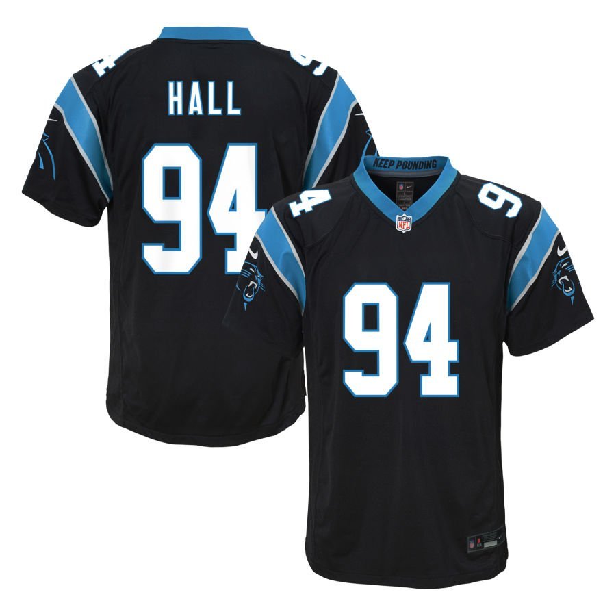 Aaron Hall Youth Nike Black Carolina Panthers Custom Game Jersey