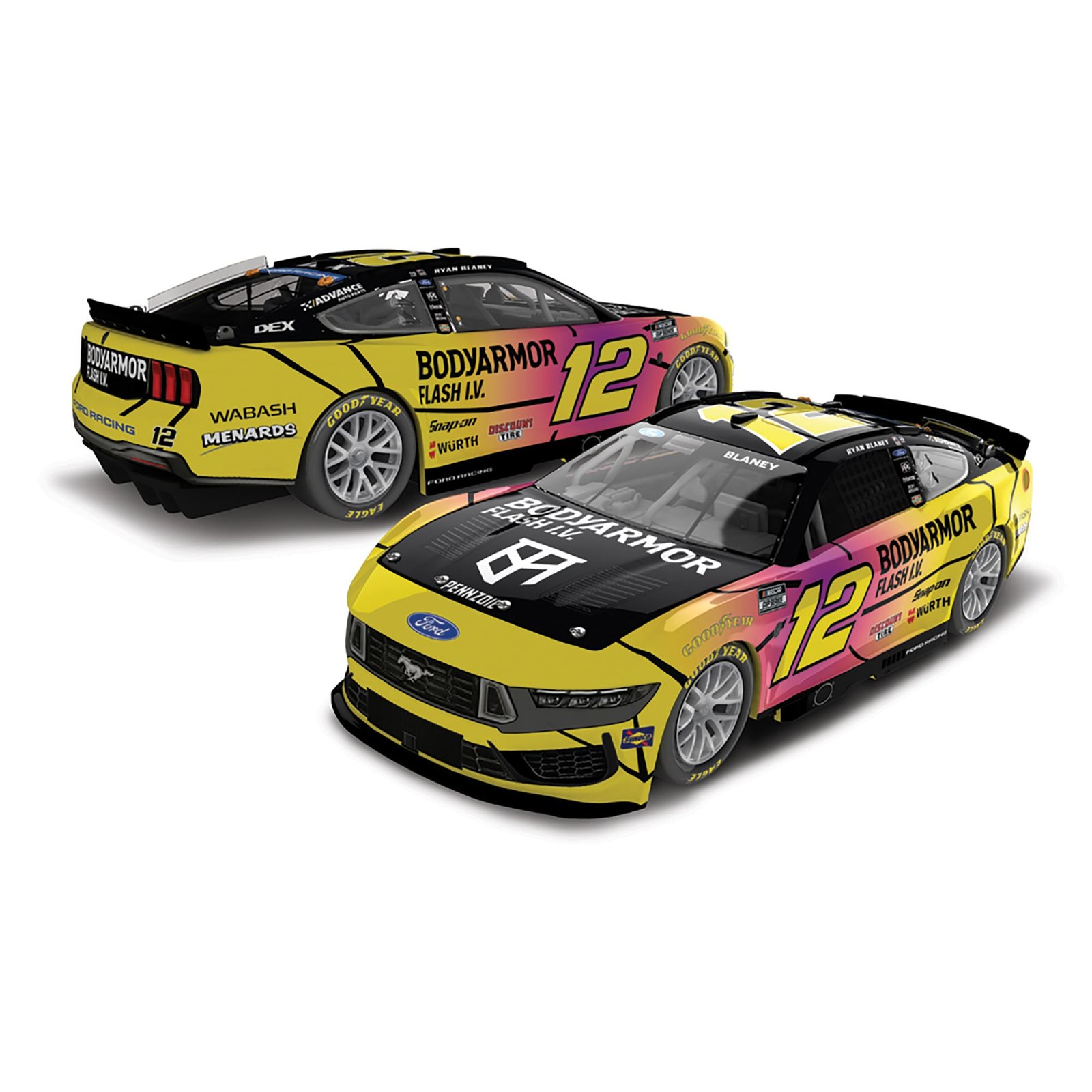 Action Racing Ryan Blaney 2026 #12 BodyArmor Flash I.V. Caffeine 1:24 Regular Paint Die-Cast Ford Mustang
