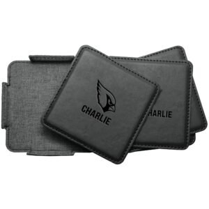 Arizona Cardinals 4-Pack Personalized Leather Coaster Set Arizona Cardinals 4-Pack Personalized Leather Coaster Set