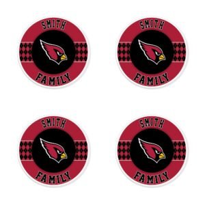 Arizona Cardinals 4″ Personalized Circular Coasters 4-Pack Set Arizona Cardinals 4″ Personalized Circular Coasters 4-Pack Set