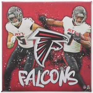 Atlanta Falcons 12″ x 12″ Team Logo and Players Splash Canvas Art