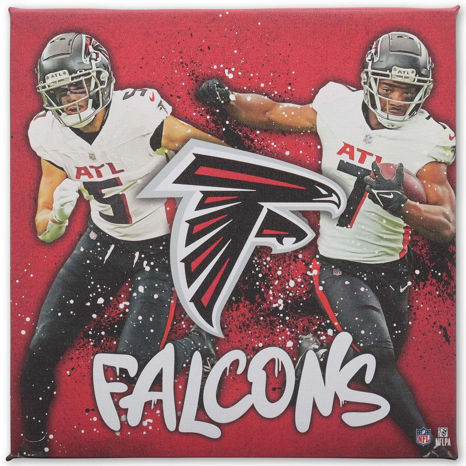 Atlanta Falcons 12″ x 12″ Team Logo and Players Splash Canvas Art Atlanta Falcons 12″ x 12″ Team Logo and Players Splash Canvas Art