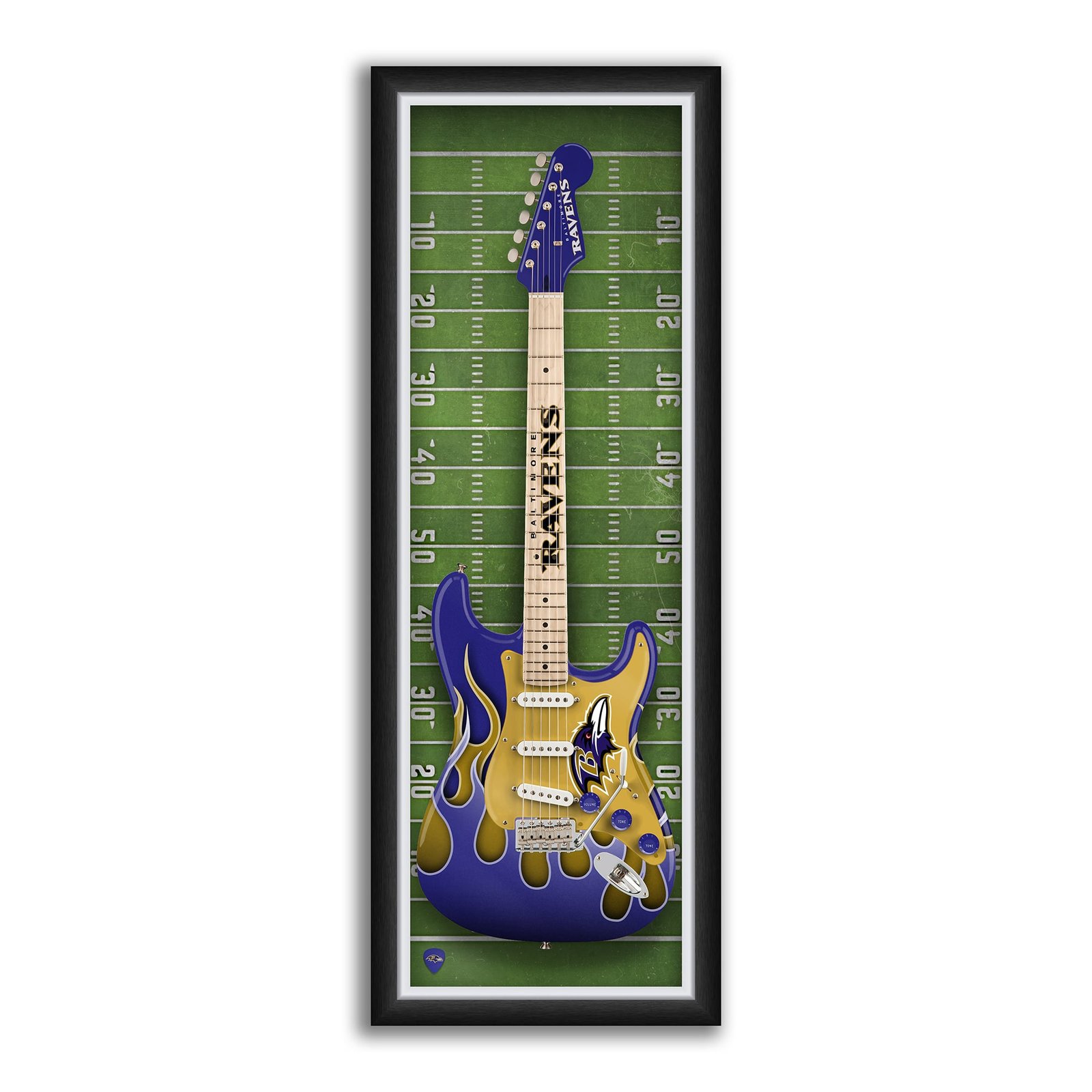 Baltimore Ravens 14″ x 37″ Framed Electric Guitar Print