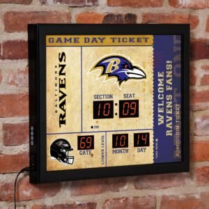 Baltimore Ravens 15″ x 19″ Bluetooth Scoreboard Wall Clock Baltimore Ravens 15″ x 19″ Bluetooth Scoreboard Wall Clock