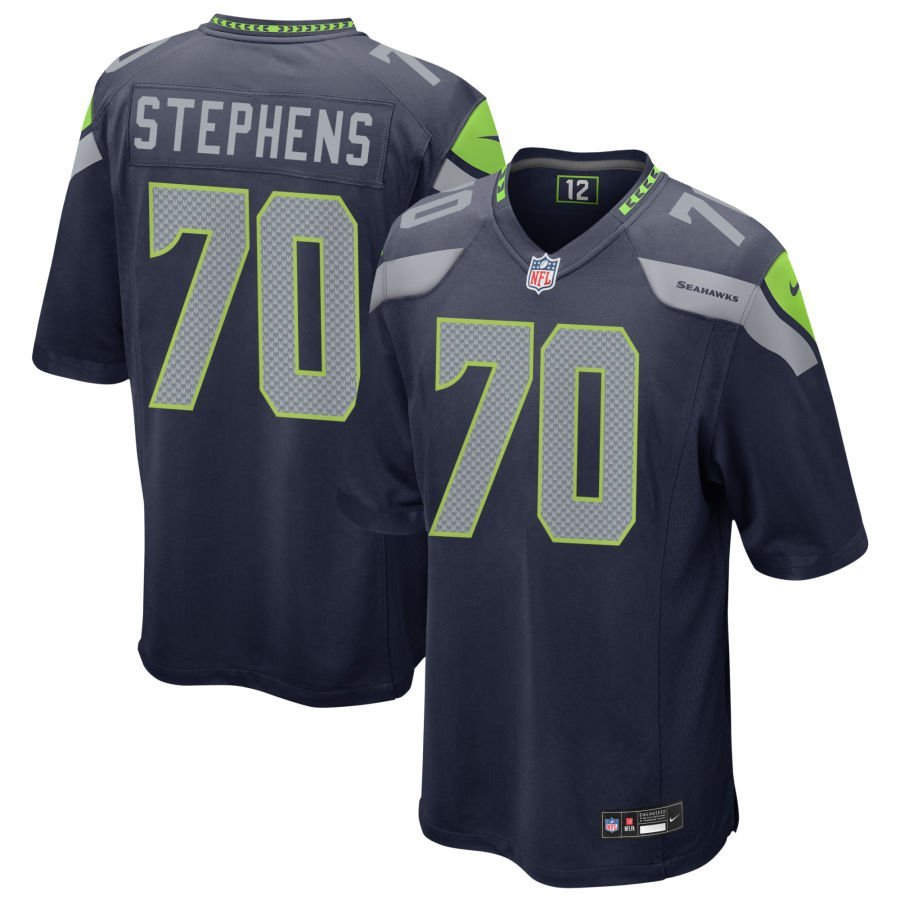 Beau Stephens Men’s Nike College Navy Seattle Seahawks Custom Game Jersey