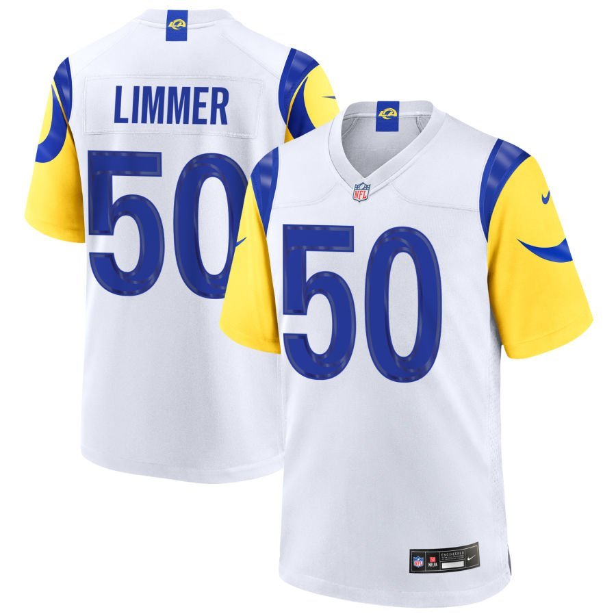 Beaux Limmer Men’s Nike White Los Angeles Rams Custom Game Jersey