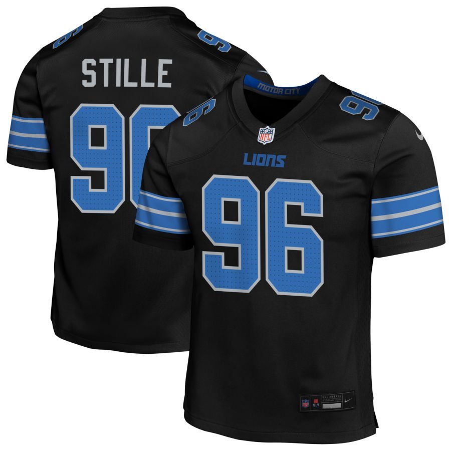 Ben Stille Youth Nike Black Detroit Lions Alternate Custom Game Jersey