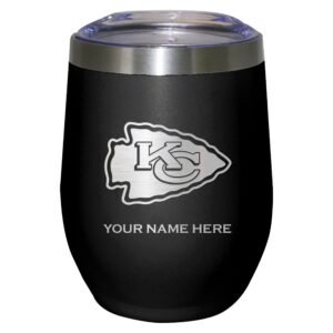 Black Kansas City Chiefs 12oz. Personalized Etched Stemless Tumbler Black Kansas City Chiefs 12oz. Personalized Etched Stemless Tumbler