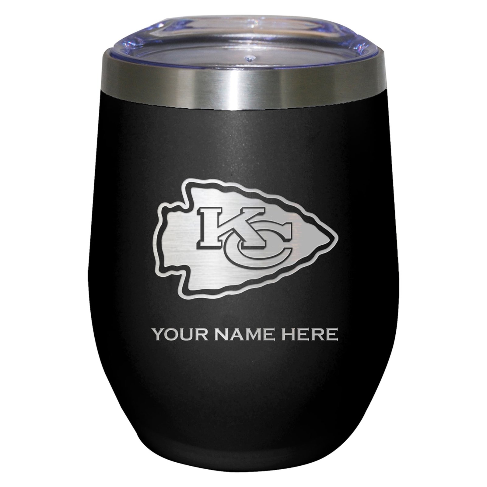 Black Kansas City Chiefs 12oz. Personalized Etched Stemless Tumbler Black Kansas City Chiefs 12oz. Personalized Etched Stemless Tumbler