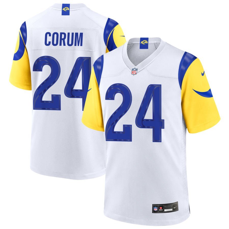 Blake Corum Men’s Nike White Los Angeles Rams Custom Game Jersey
