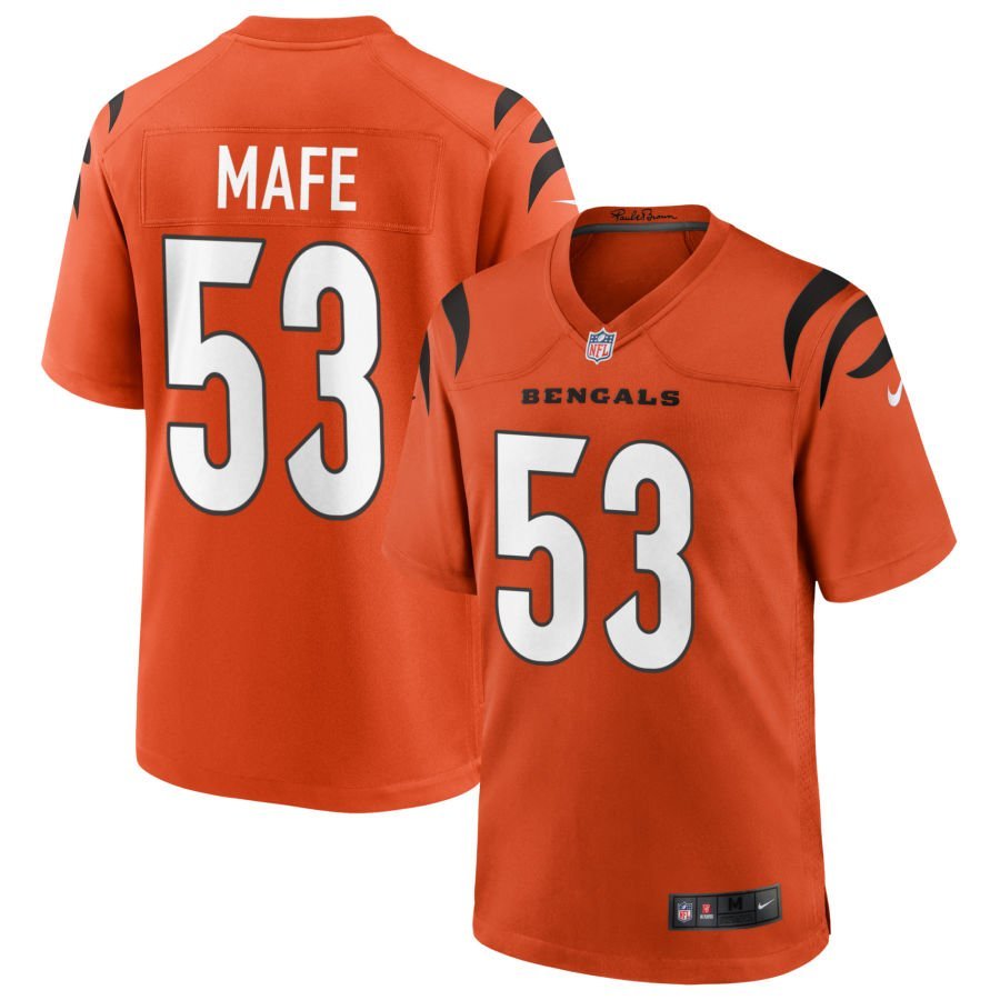 Boye Mafe Men’s Nike Orange Cincinnati Bengals Alternate Game Custom Jersey