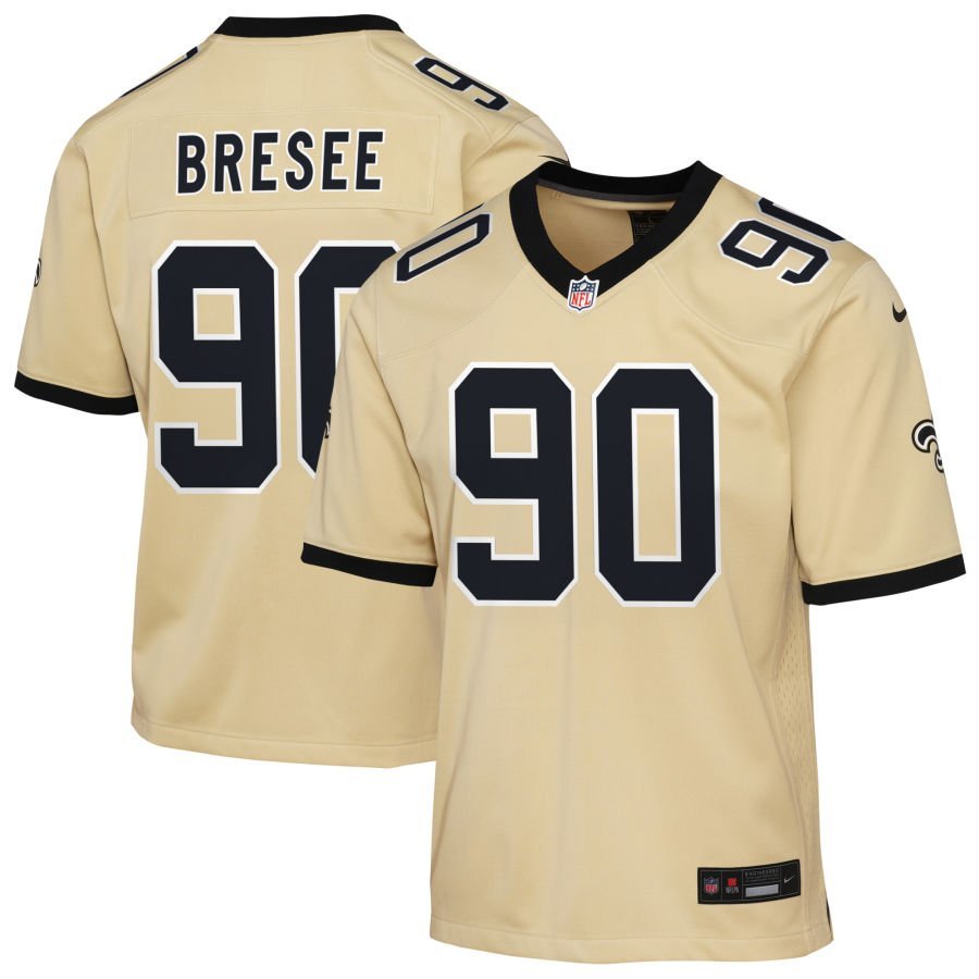 Bryan Bresee Youth Nike Gold New Orleans Saints Gameday Golds Alternate Custom Game Jersey Bryan Bresee Youth Nike Gold New Orleans Saints Gameday Golds Alternate Custom Game Jersey