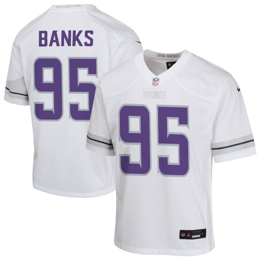 Caleb Banks Youth Nike White Minnesota Vikings Alternate Custom Game Jersey Caleb Banks Youth Nike White Minnesota Vikings Alternate Custom Game Jersey