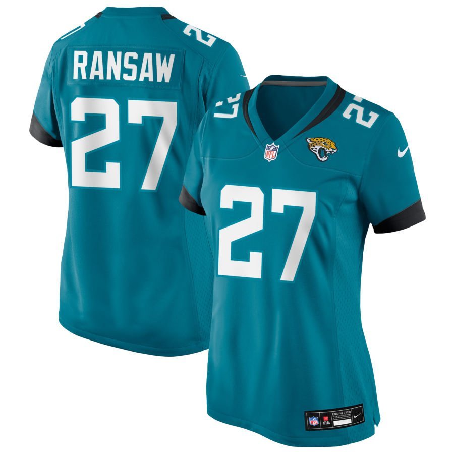 Caleb Ransaw Women’s Nike Teal Jacksonville Jaguars Custom Game Team Jersey