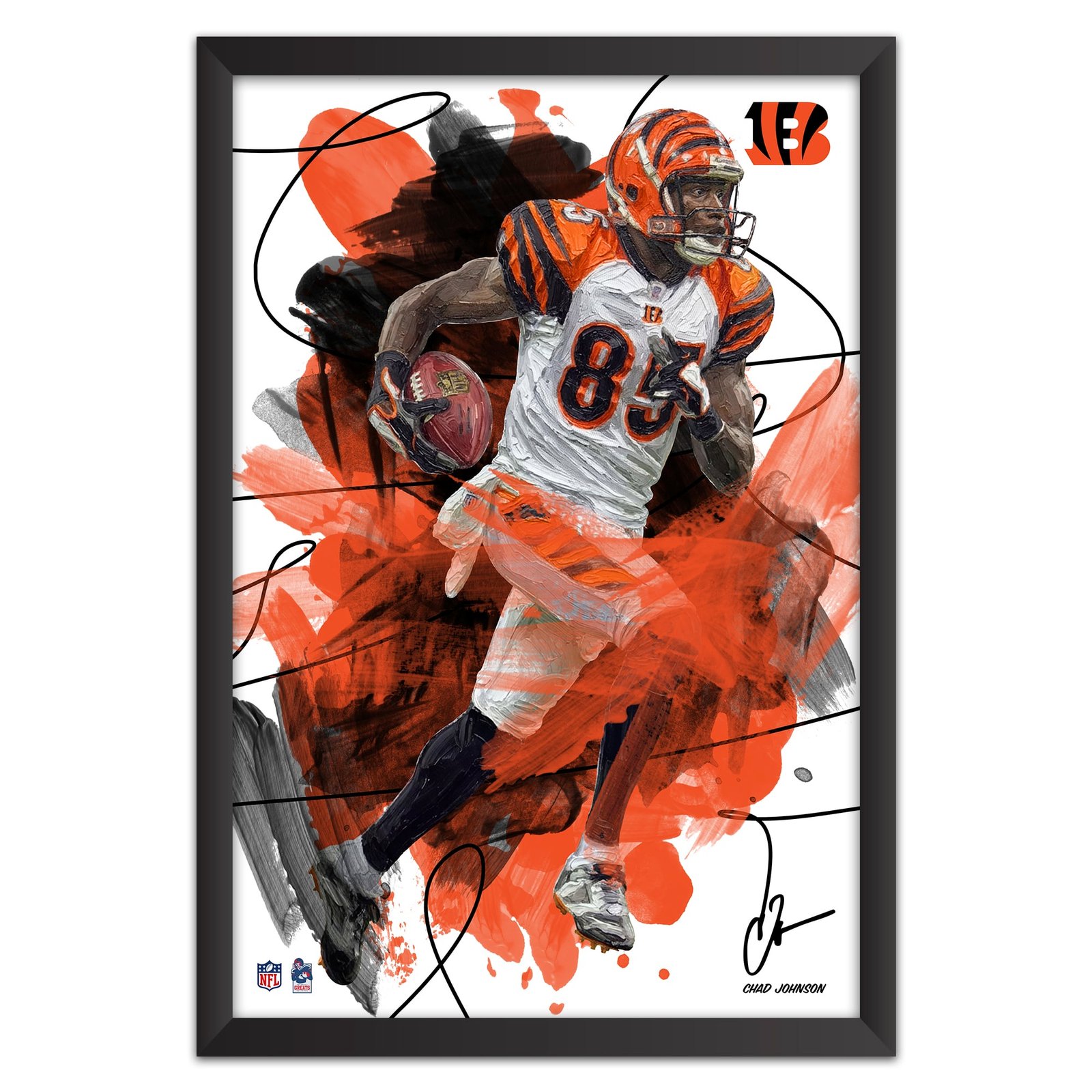 Chad Johnson Cincinnati Bengals 14″ x 20″ Brush Stroke Player Framed Art Print