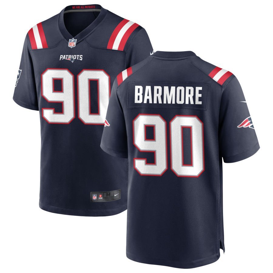 Christian Barmore Men’s Nike New England Patriots Navy Custom Game Jersey Christian Barmore Men’s Nike New England Patriots Navy Custom Game Jersey