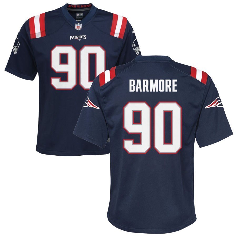 Christian Barmore Youth Nike Navy New England Patriots Custom Game Jersey Christian Barmore Youth Nike Navy New England Patriots Custom Game Jersey