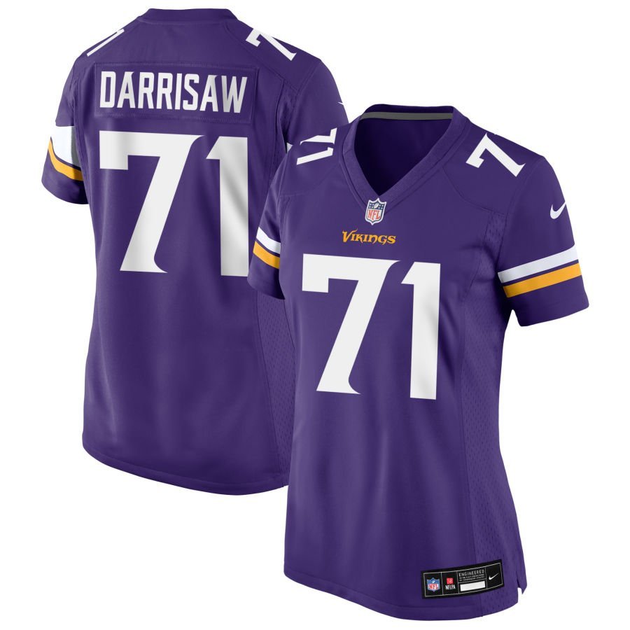 Christian Darrisaw Women’s Nike Purple Minnesota Vikings Custom Game Jersey
