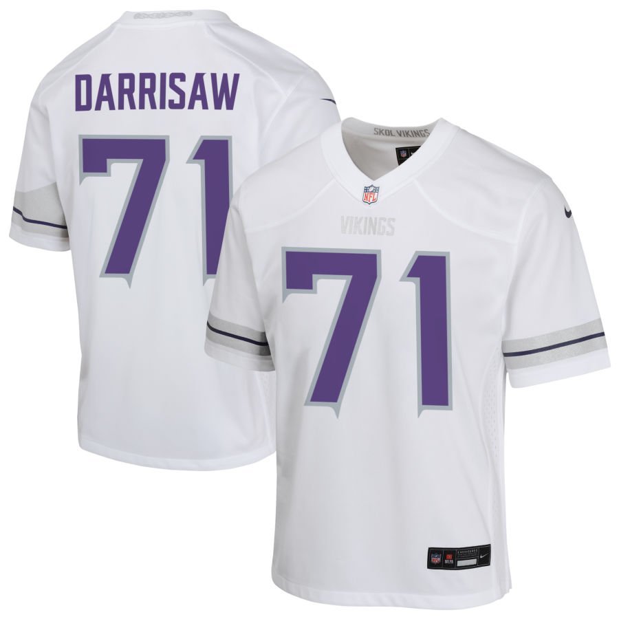 Christian Darrisaw Youth Nike White Minnesota Vikings Alternate Custom Game Jersey