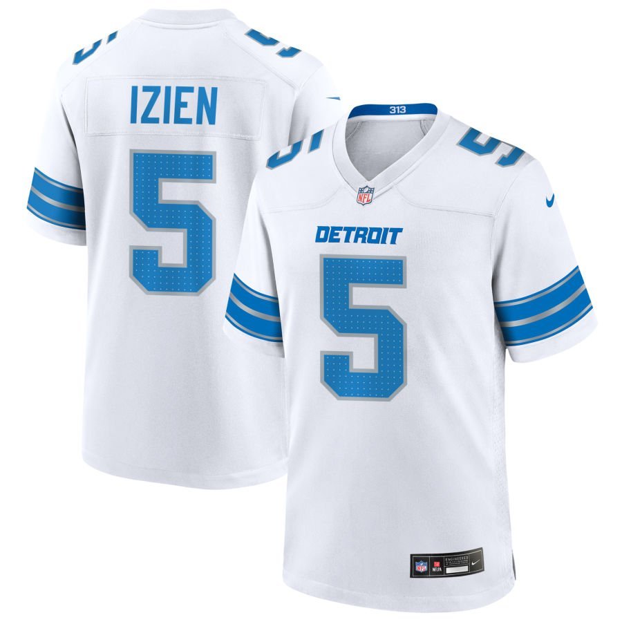 Christian Izien Men’s Nike White Detroit Lions Custom Game Jersey