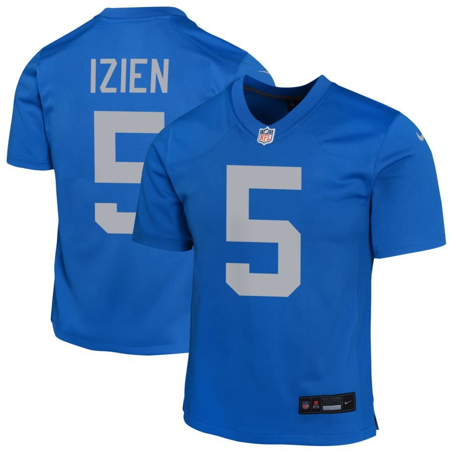 Christian Izien Youth Nike Blue Detroit Lions Alternate Custom Game Jersey