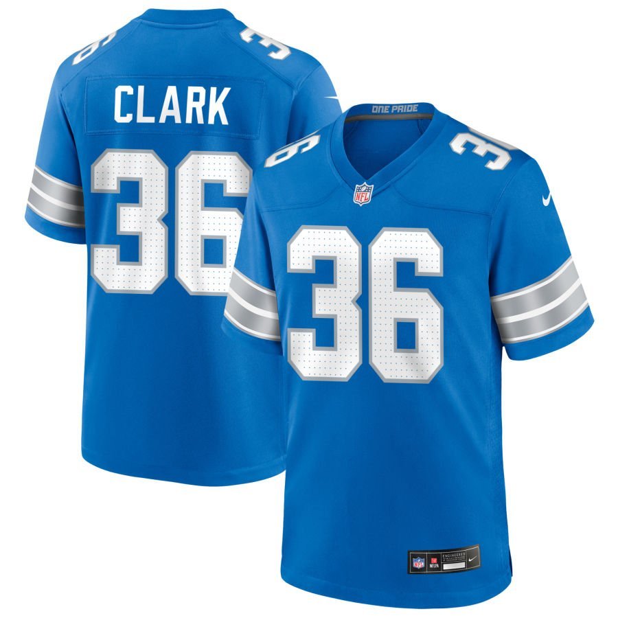 Chuck Clark Men’s Nike Blue Detroit Lions Custom Game Jersey
