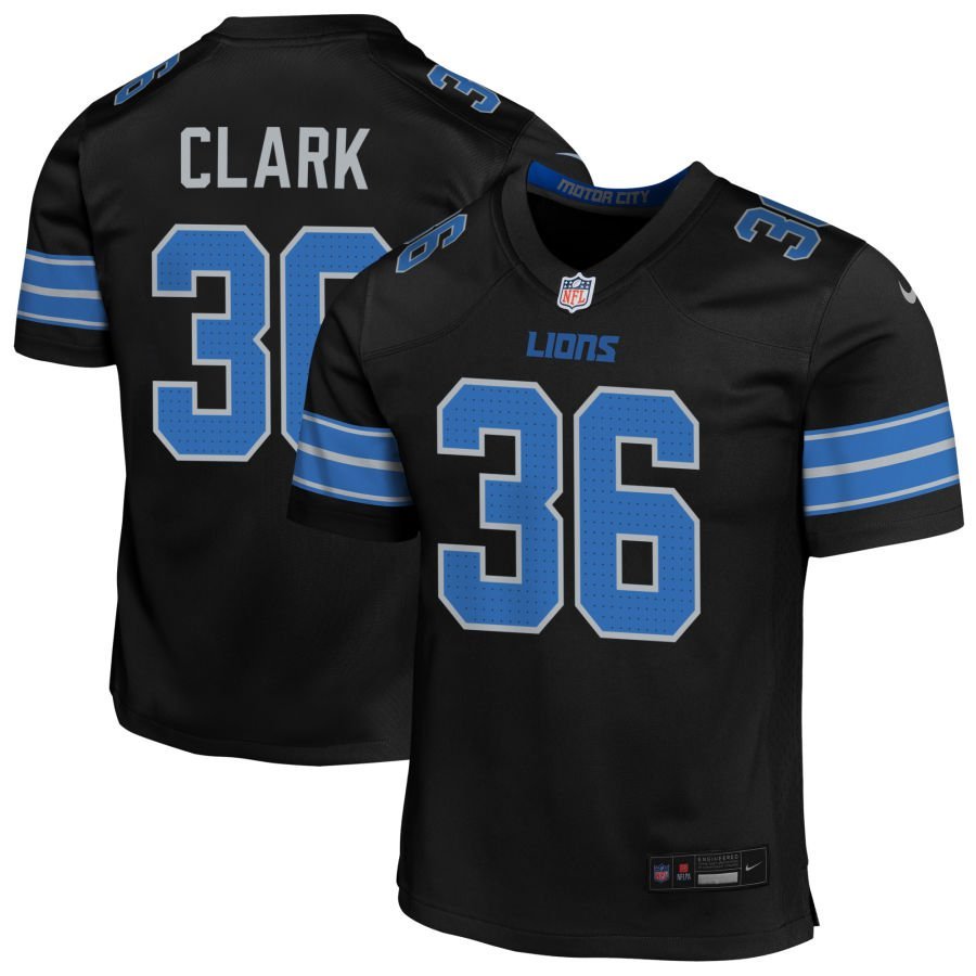 Chuck Clark Youth Nike Black Detroit Lions Alternate Custom Game Jersey Chuck Clark Youth Nike Black Detroit Lions Alternate Custom Game Jersey