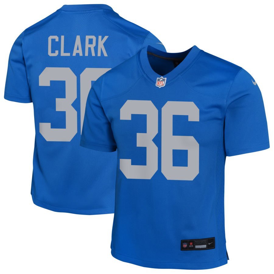 Chuck Clark Youth Nike Blue Detroit Lions Alternate Custom Game Jersey