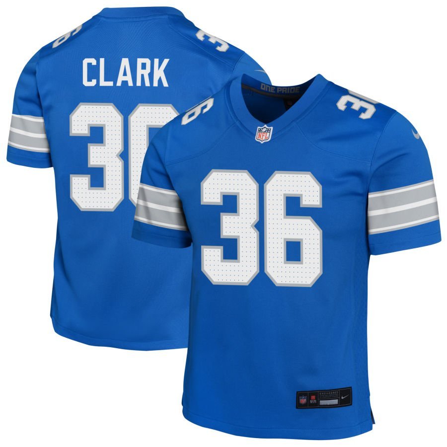 Chuck Clark Youth Nike Blue Detroit Lions Custom Game Jersey