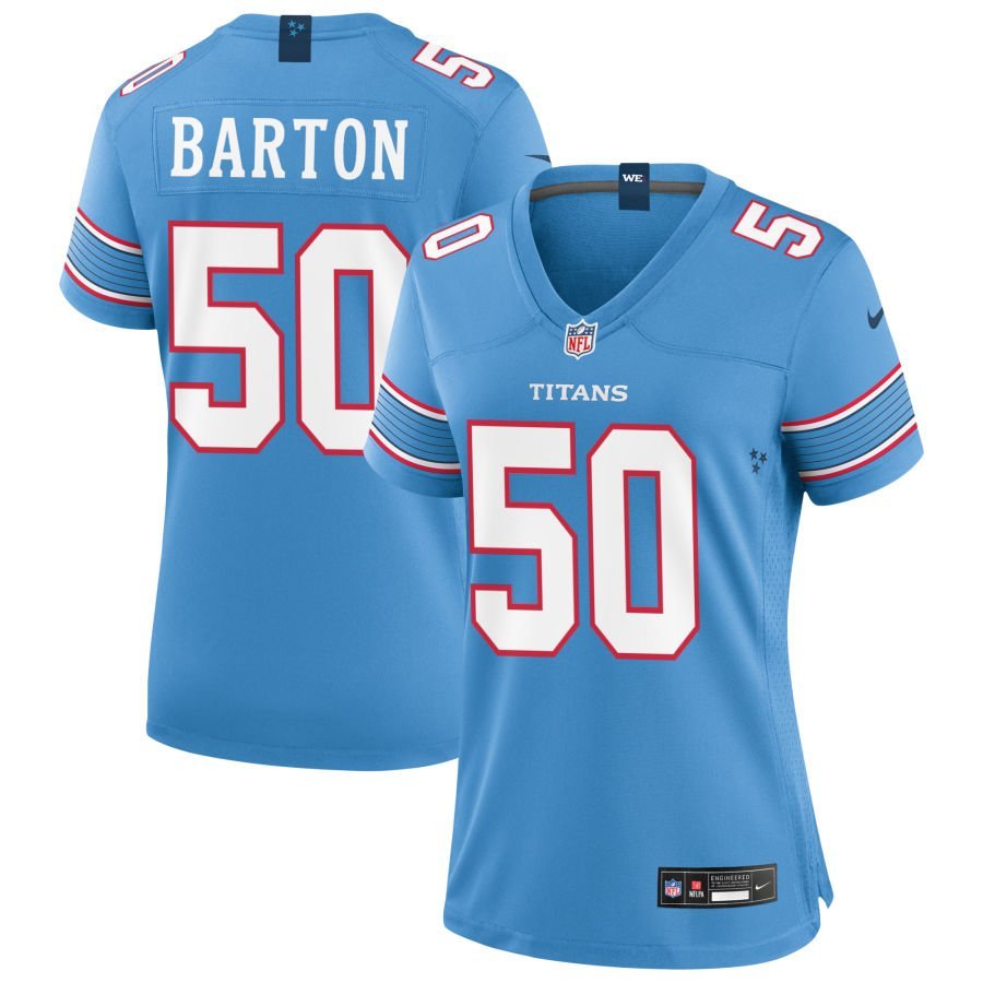 Cody Barton Women’s Nike Light Blue Tennessee Titans Game Custom Jersey