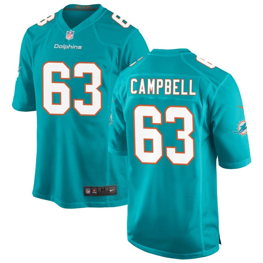 DJ Campbell Men’s Nike Aqua Miami Dolphins Custom Game Jersey