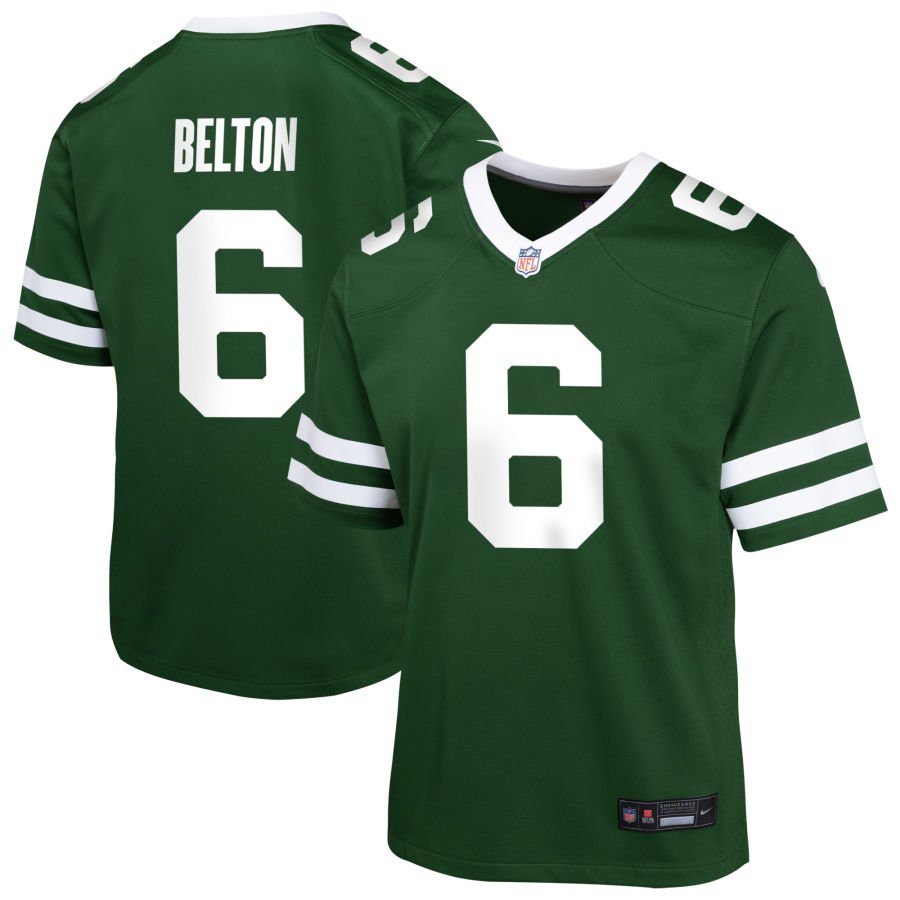 Dane Belton Youth Nike Legacy Green New York Jets Custom Game Jersey