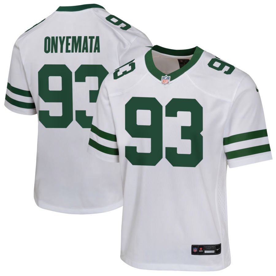 David Onyemata Youth Nike Legacy White New York Jets Custom Game Jersey