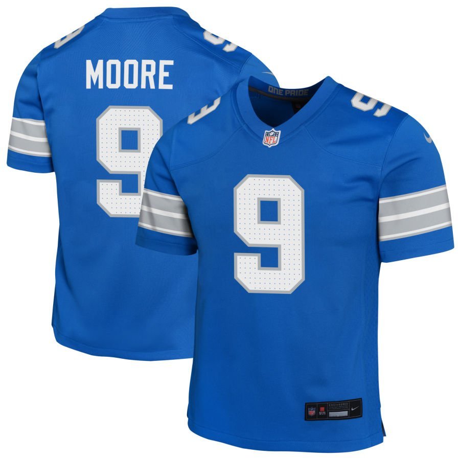 Derrick Moore Youth Nike Blue Detroit Lions Custom Game Jersey
