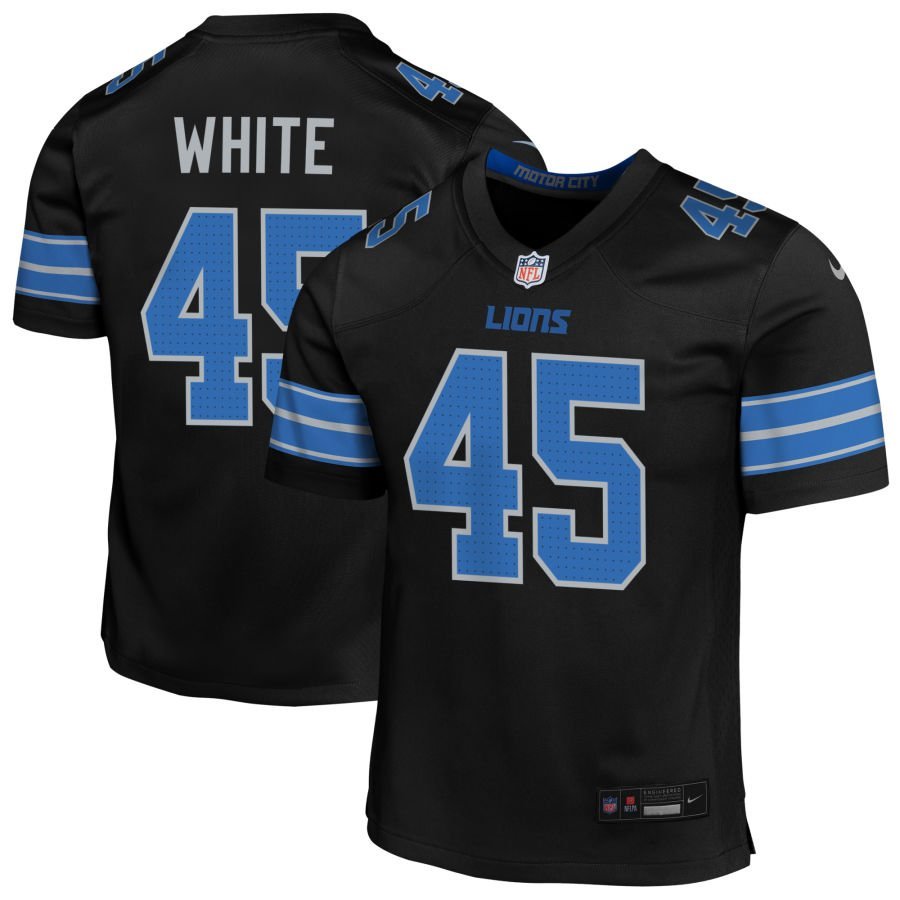 Devin White Youth Nike Black Detroit Lions Alternate Custom Game Jersey