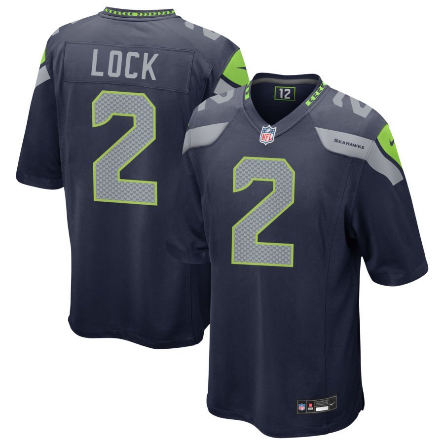 Drew Lock Men’s Nike College Navy Seattle Seahawks Custom Game Jersey