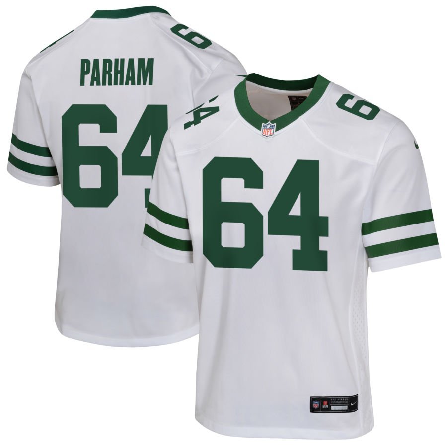 Dylan Parham Youth Nike Legacy White New York Jets Custom Game Jersey