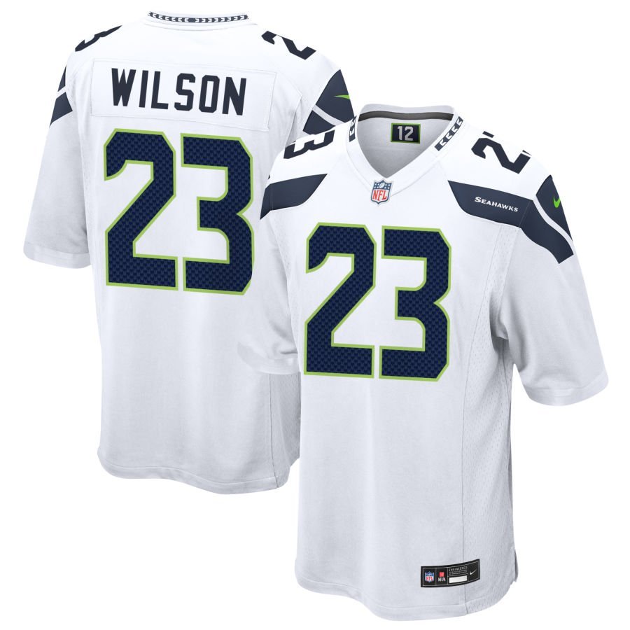 Emanuel Wilson Men’s Nike White Seattle Seahawks Custom Game Jersey