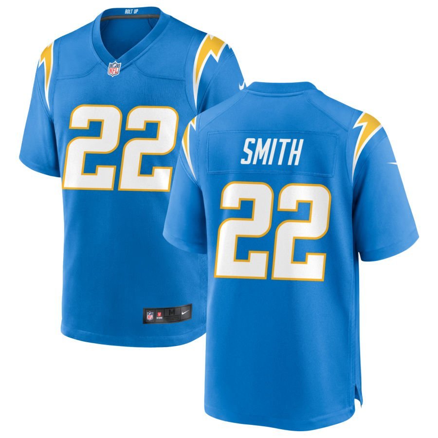 Genesis Smith Men’s Nike Powder Blue Los Angeles Chargers Custom Game Jersey