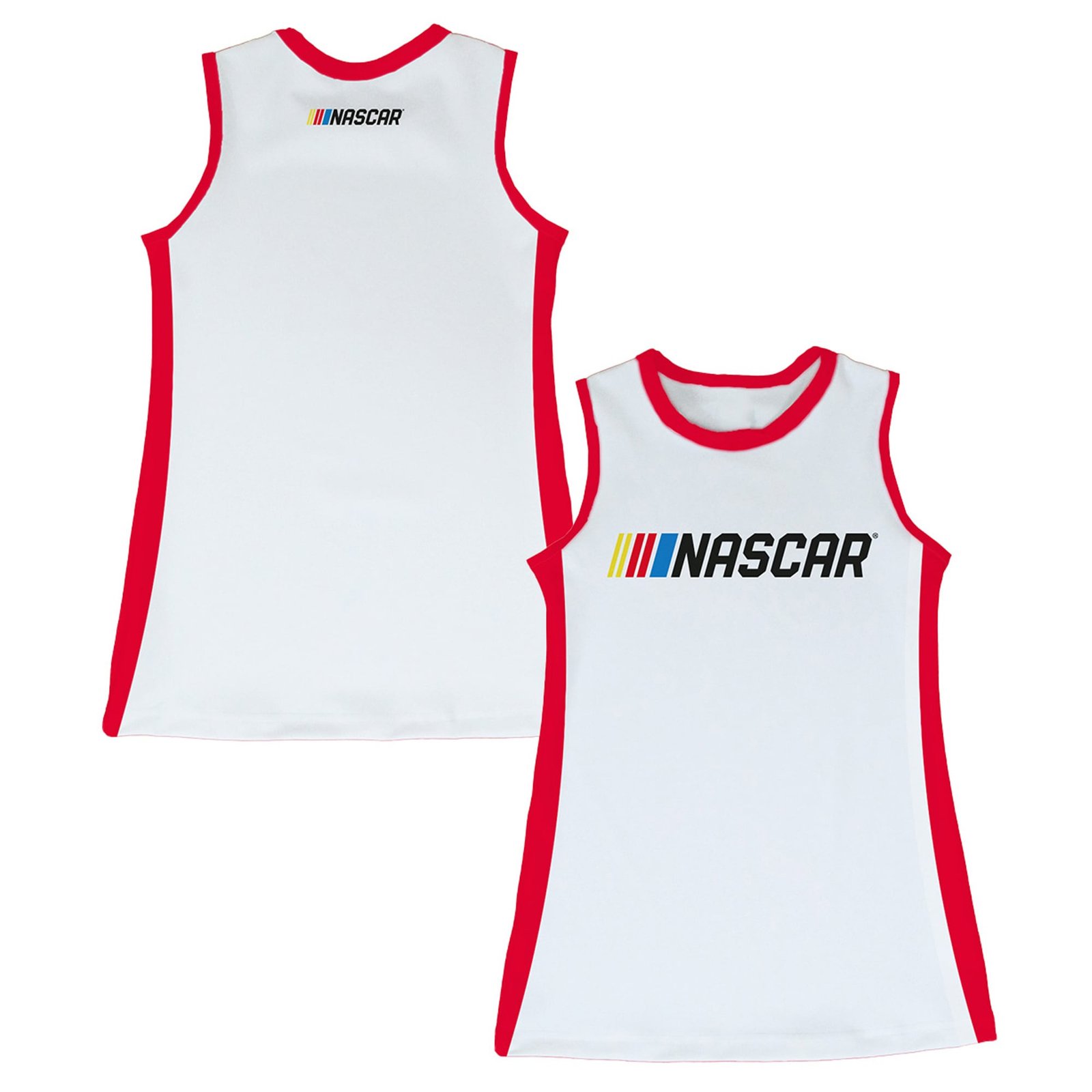 Girls Infant Vive La Fete White NASCAR Logo A-Line Cheerleader Dress