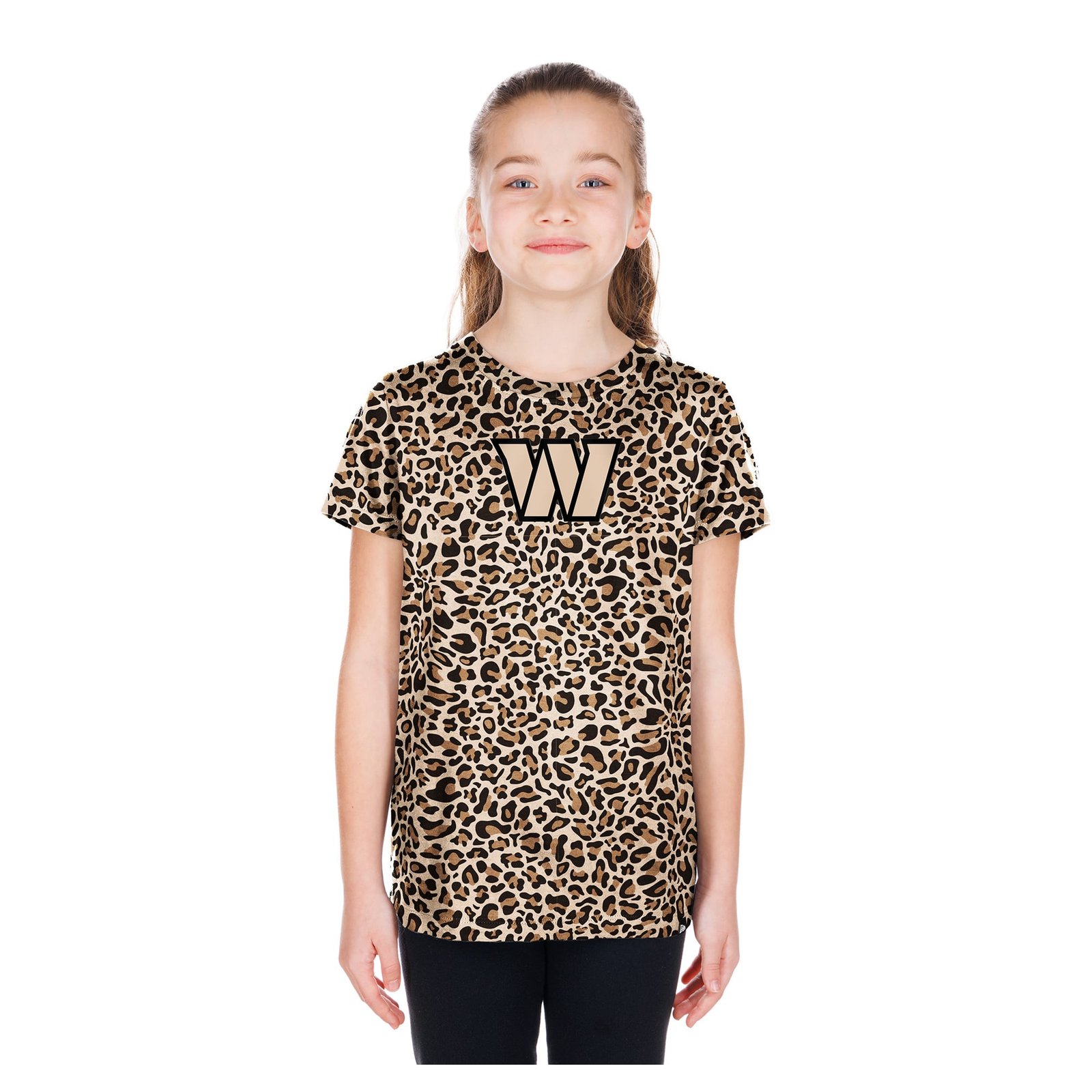 Girls Youth New Era Tan Washington Commanders Mom & Me Leopard T-Shirt Girls Youth New Era Tan Washington Commanders Mom & Me Leopard T-Shirt