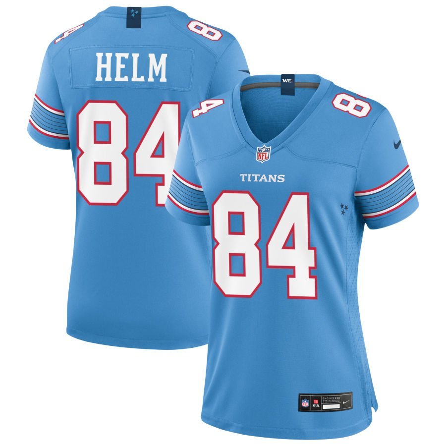 Gunnar Helm Women’s Nike Light Blue Tennessee Titans Game Custom Jersey
