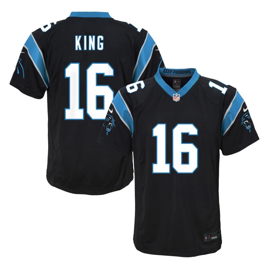 Haynes King Youth Nike Black Carolina Panthers Custom Game Jersey
