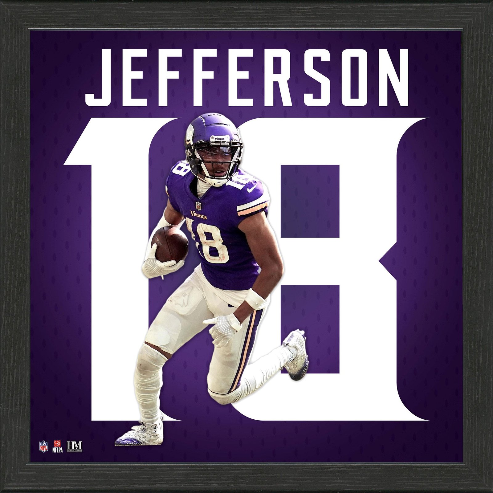 Highland Mint Justin Jefferson Minnesota Vikings 13” x 13” Impact Jersey Framed Photo