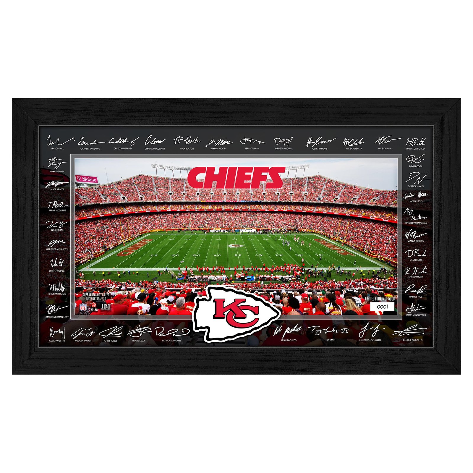 Highland Mint Kansas City Chiefs 12″ x 20″ 2025 Signature Gridiron Panoramic Framed Photo Highland Mint Kansas City Chiefs 12″ x 20″ 2025 Signature Gridiron Panoramic Framed Photo