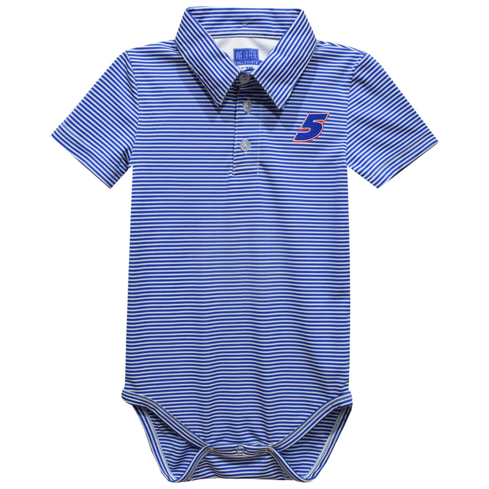 Infant Vive La Fete Blue Kyle Larson Polo Pencil Stripe Bodysuit