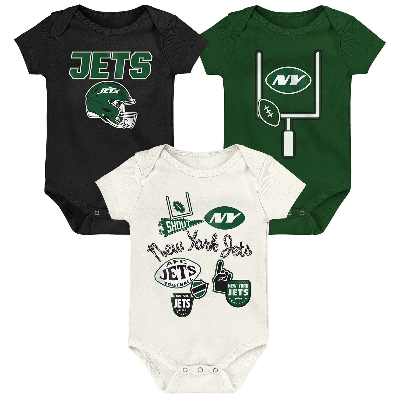 Infant & Newborn Outerstuff New York Jets Littlest Player Three-Piece Bodysuit Set