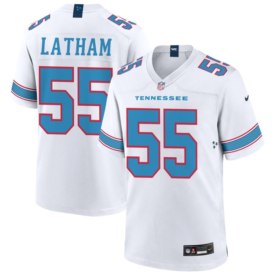 JC Latham Men’s Nike White Tennessee Titans Game Custom Jersey