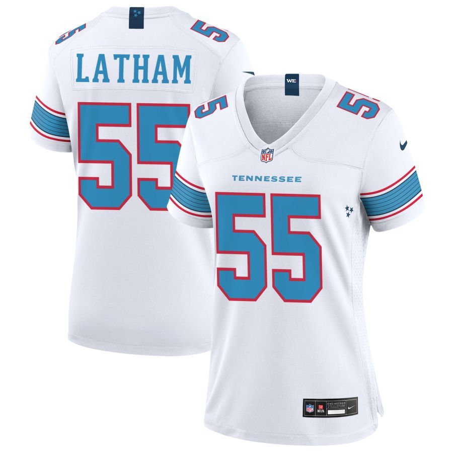 JC Latham Women’s Nike White Tennessee Titans Game Custom Jersey