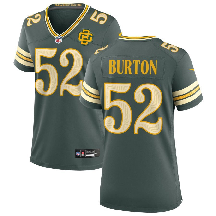 Jager Burton Women’s Nike Green Green Bay Packers 2026 Rivalries Collection Game Custom Jersey